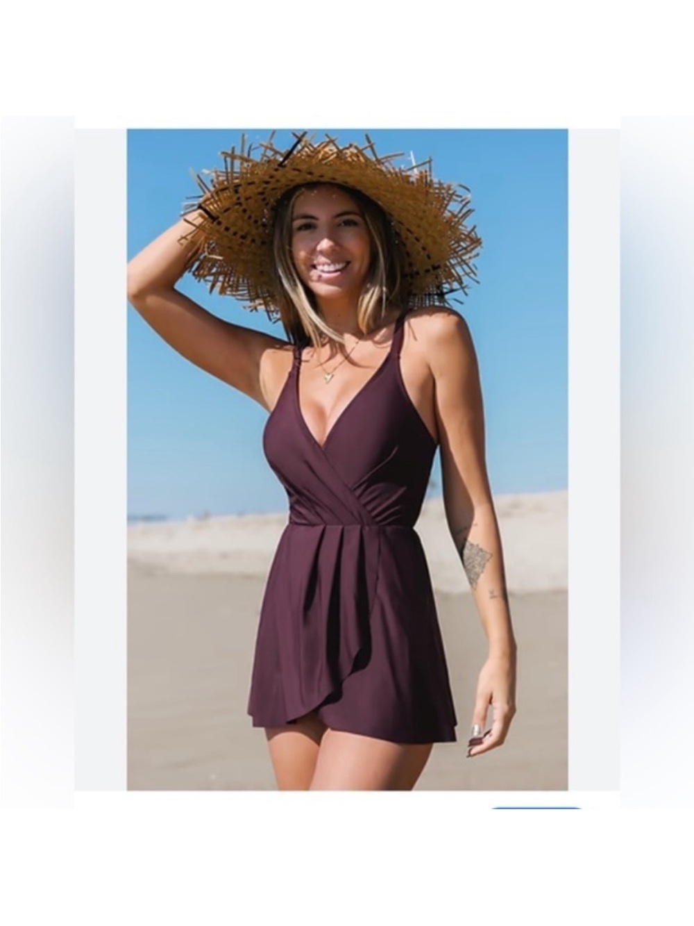 Cupshe Plum Purple V-Neck One-Piece Swimdress
